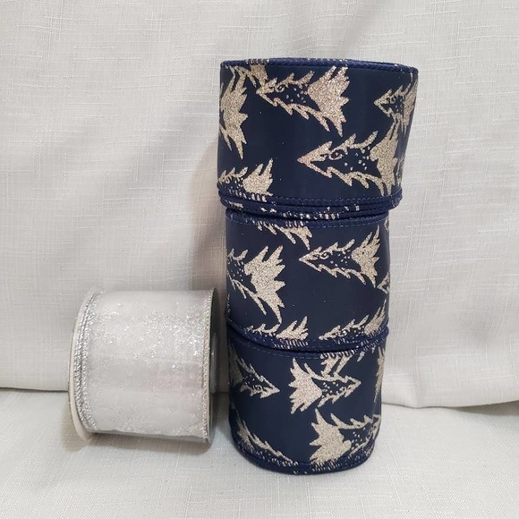 Holiday Burlap Wired Christmas Ribbon Bundle Lot of 4 spools, 2.5" x 10 yd LOT T - Picture 7 of 7